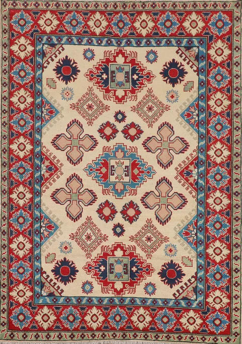 Handmade Wool Kazak Oriental Area Rug 5x8