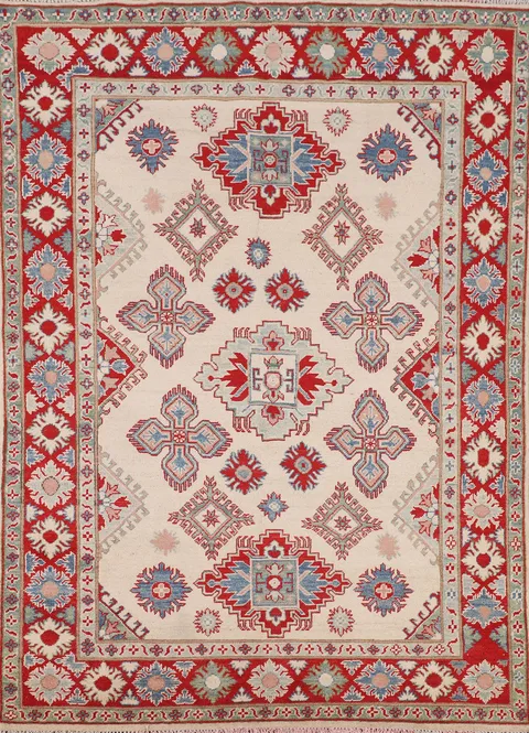 Geometric Wool Kazak Oriental Rug 5x7