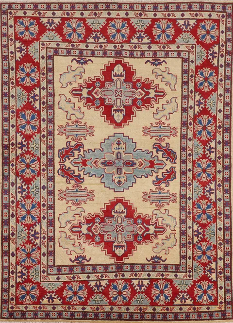 Geometric Kazak Oriental Accent Rug 5x6