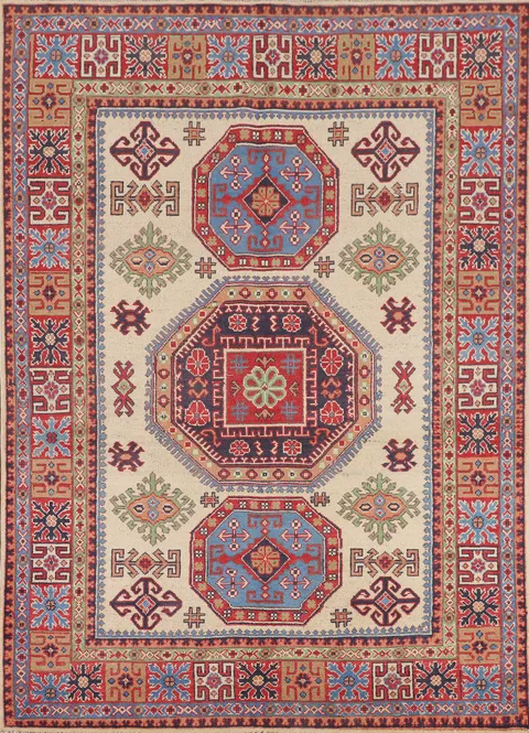 Handmade Wool Kazak Oriental Rug 5x7