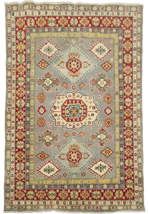 Handmade Wool Kazak Oriental Accent Rug 5x7