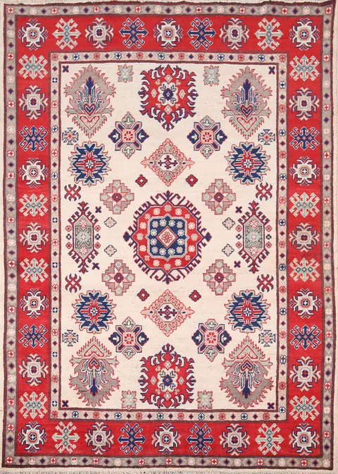 Geometric Wool Kazak Oriental Rug 5x7