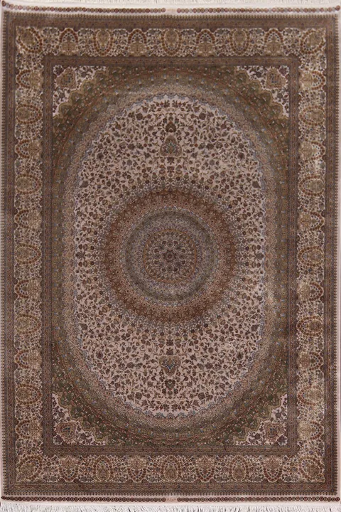 Traditional Silk Qum Turkish Area Rug 5x8