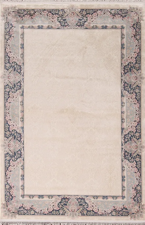 Beige & Ivory Silk Tabriz Turkish Area Rug 5x8