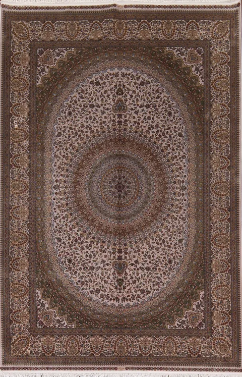 Traditional Silk Qum Turkish Area Rug 5x8