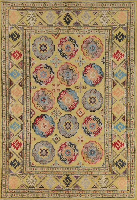 Geometric Kazak Oriental Area Rug 6x8