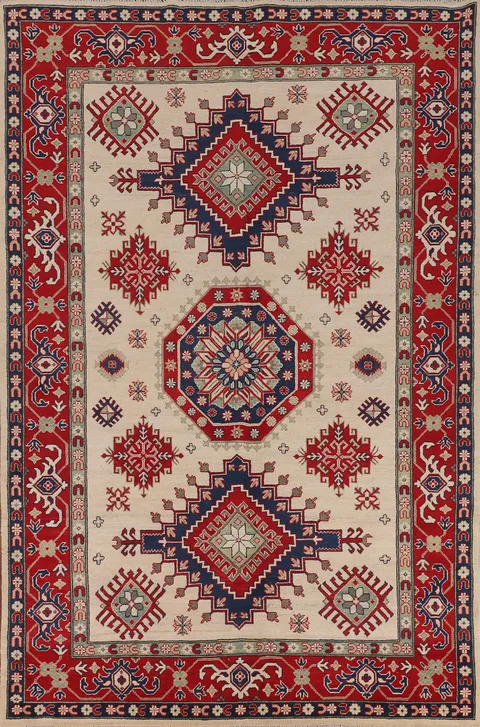 Geometric Kazak Oriental Area Rug 7x10
