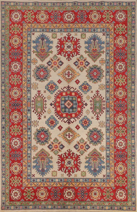 Geometric Kazak Oriental Area Rug 6x10