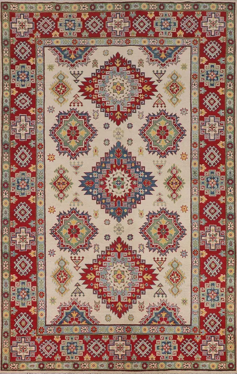 Handmade Wool Kazak Oriental Area Rug 7x10