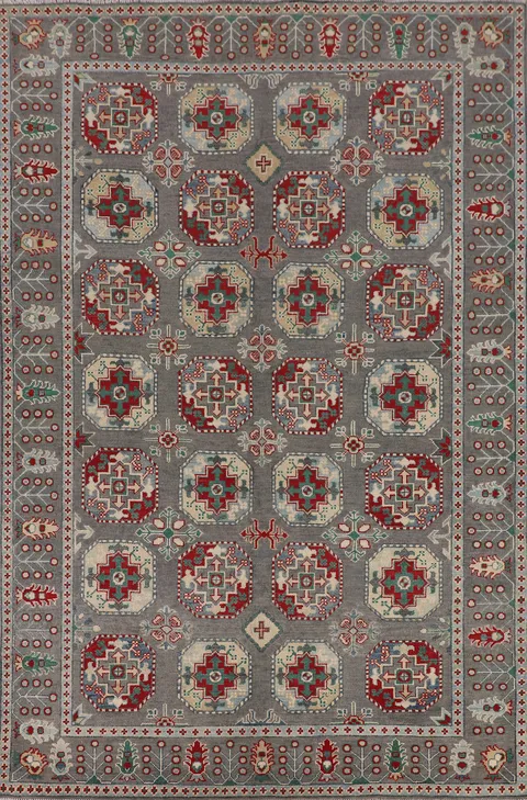 All-Over Gray Kazak Oriental Area Rug 7x10