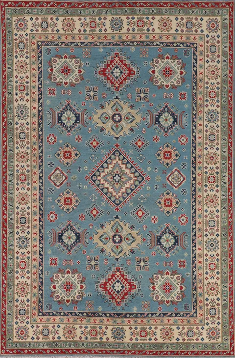 Light Blue Kazak Oriental Area Rug 7x10