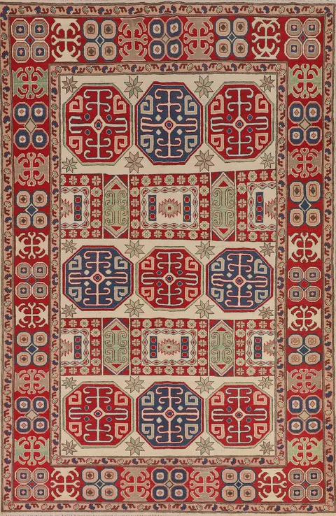 Handmade Wool Kazak Oriental Area Rug 6x9