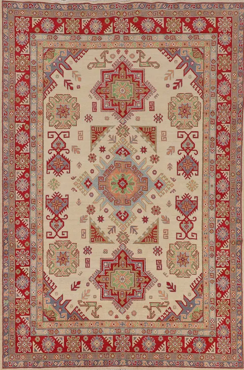 Geometric Kazak Oriental Area Rug 7x10