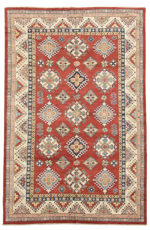 Handmade Red Wool Kazak Oriental Area Rug 6x10