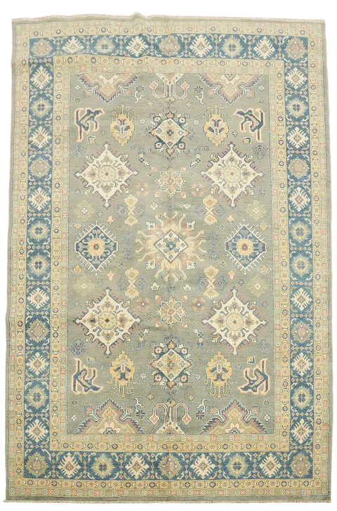 Gray Geometric Kazak Oriental Area Rug 6x10