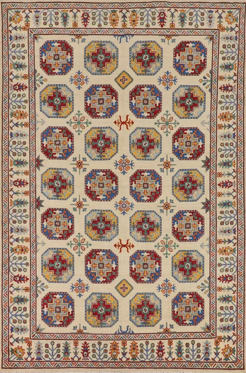 Geometric Kazak Oriental Area Rug 6x10