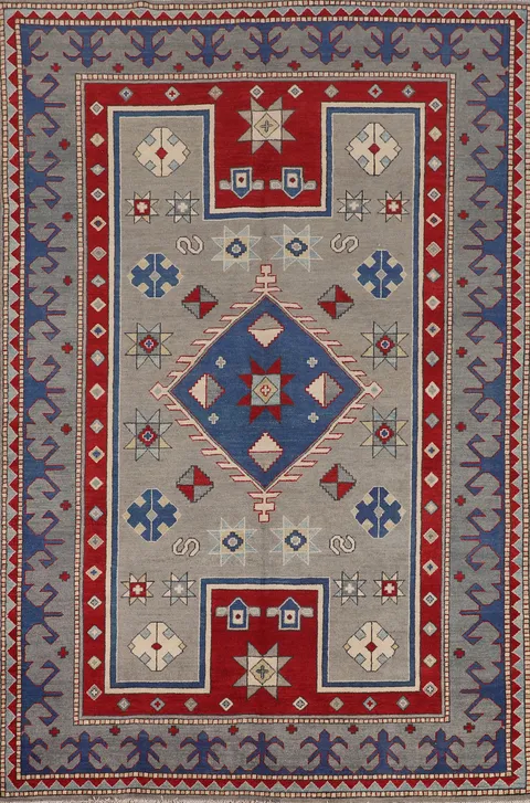 Handmade Wool Kazak Oriental Area Rug 6x9