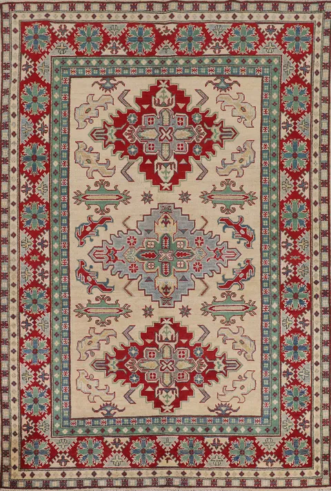 Geometric Kazak Oriental Area Rug 6x8