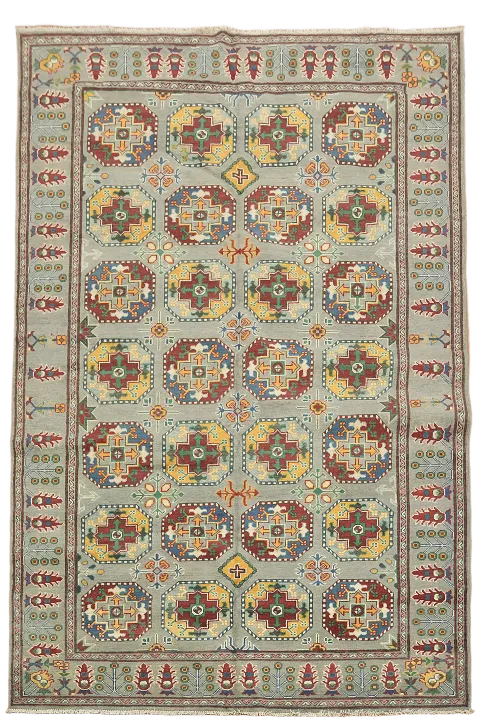 All-Over Gray Kazak Oriental Area Rug 6x10