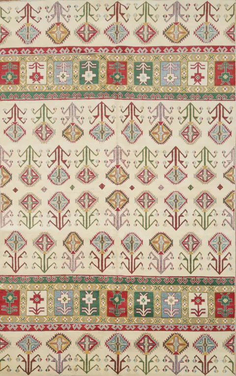 Tribal Geometric Kazak Oriental Area Rug 7x10