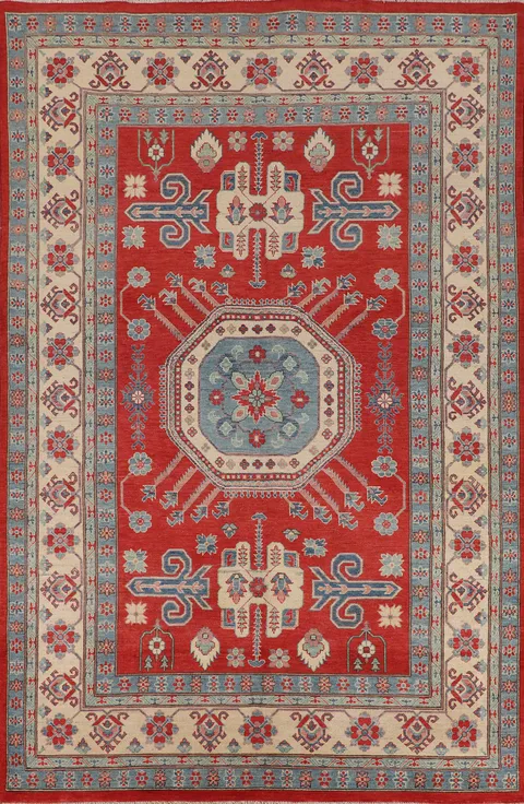 Handmade Red Kazak Oriental Area Rug 7x10