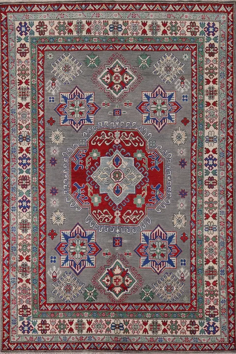 Geometric Wool Kazak Oriental Area Rug 6x9