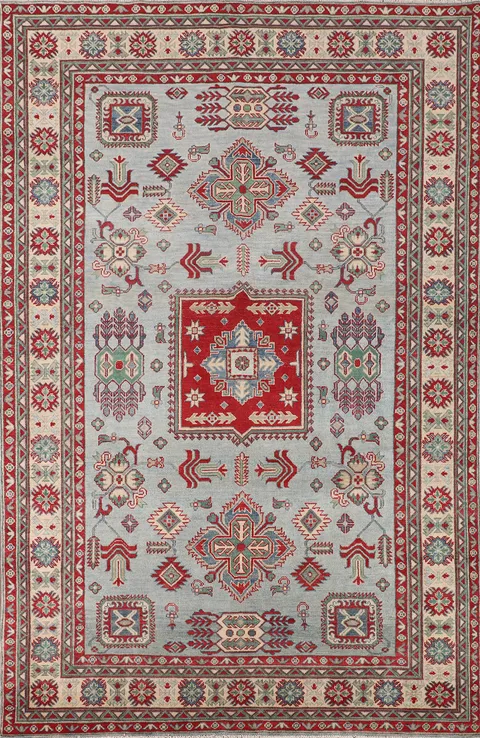 Geometric Kazak Oriental Area Rug 7x9