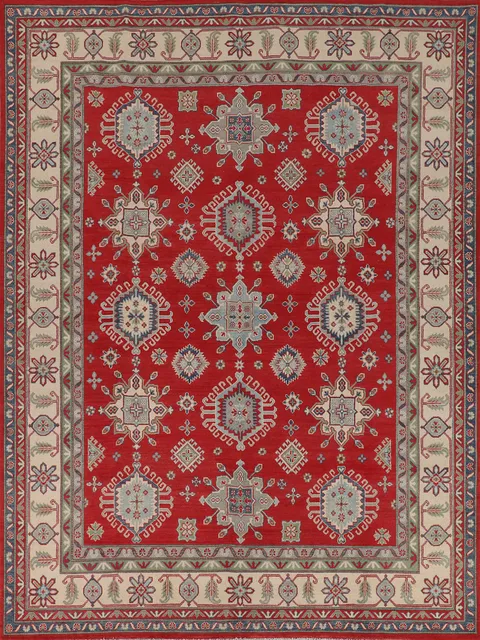 Red Geometric Kazak Oriental Area Rug 8x10