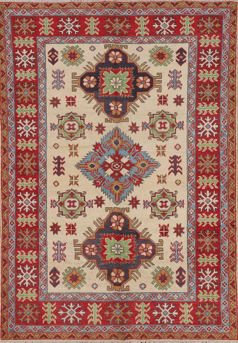 Handmade Wool Kazak Oriental Rug 4x6