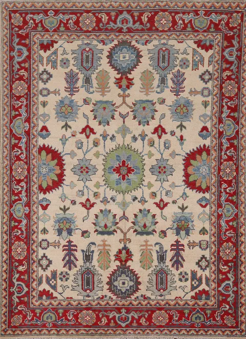 Geometric Kazak Oriental Wool Rug 5x7