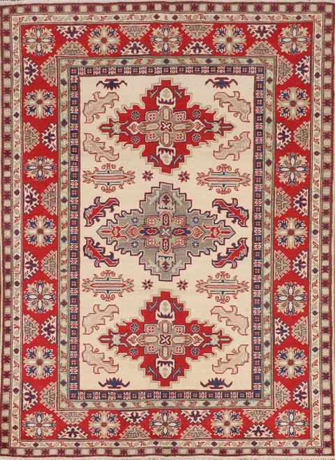 Handmade Wool Kazak Oriental Rug 5x7