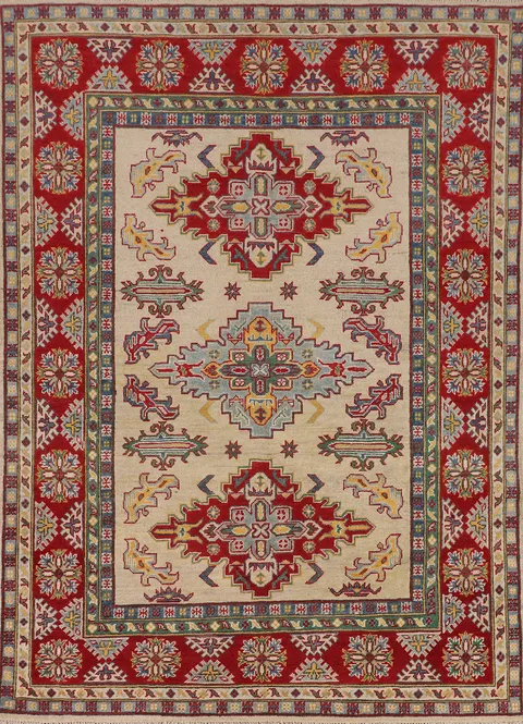Handmade Wool Kazak Oriental Rug 5x7