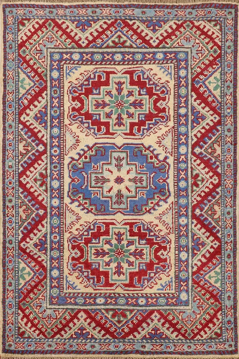 Geometric Kazak Oriental Rug 3x4