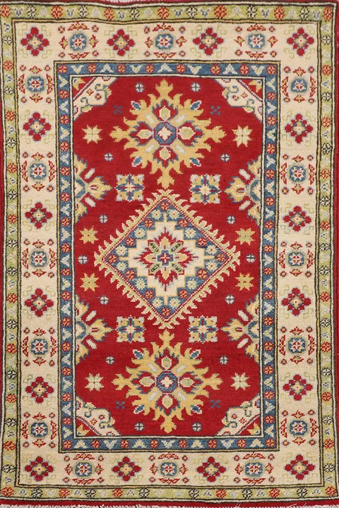 Geometric Red Kazak Oriental Rug 3x4