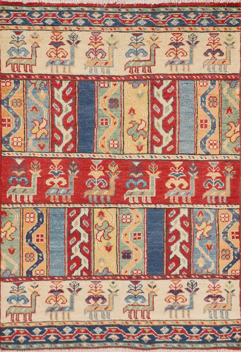 Tribal Handmade Wool Kazak Oriental Rug 3x4