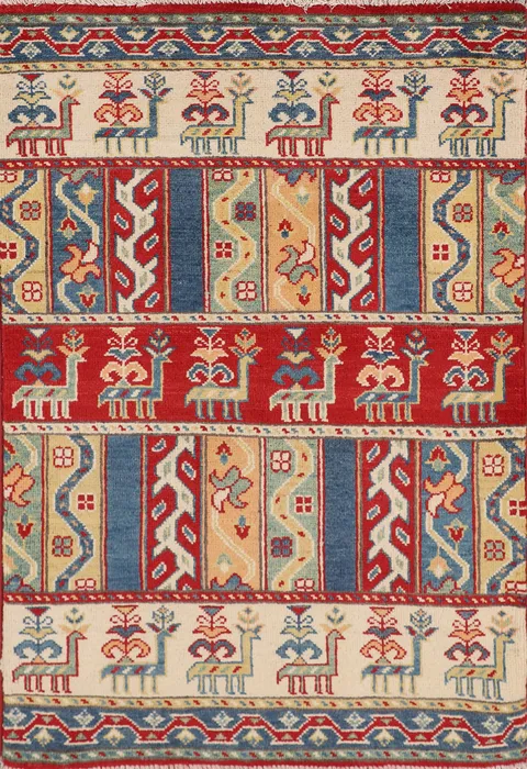 Animals Tribal Kazak Oriental Accent Rug 3x4