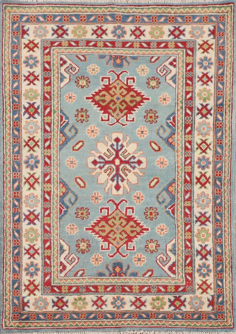 Light Blue Handmade Kazak Oriental Rug 3x4