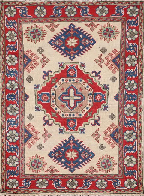 Handmade Wool Kazak Oriental Rug 3x4