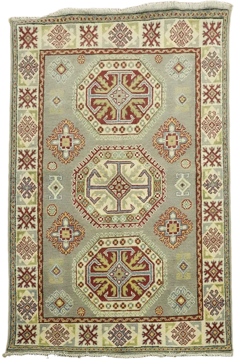 Geometric Wool Kazak Oriental Rug 3x5