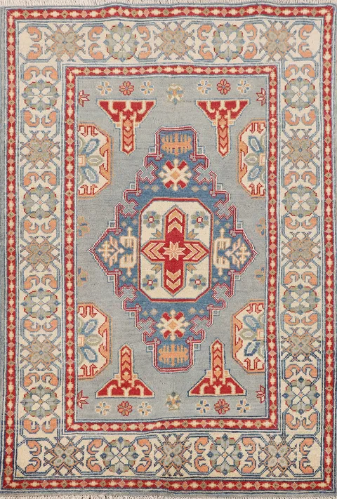 Geometric Kazak Handmade Wool Rug 3x5