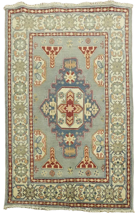 Geometric Kazak Handmade Wool Rug 3x5