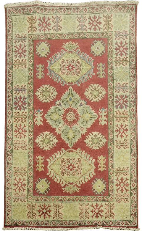 Geometric Red Kazak Oriental Rug 3x5