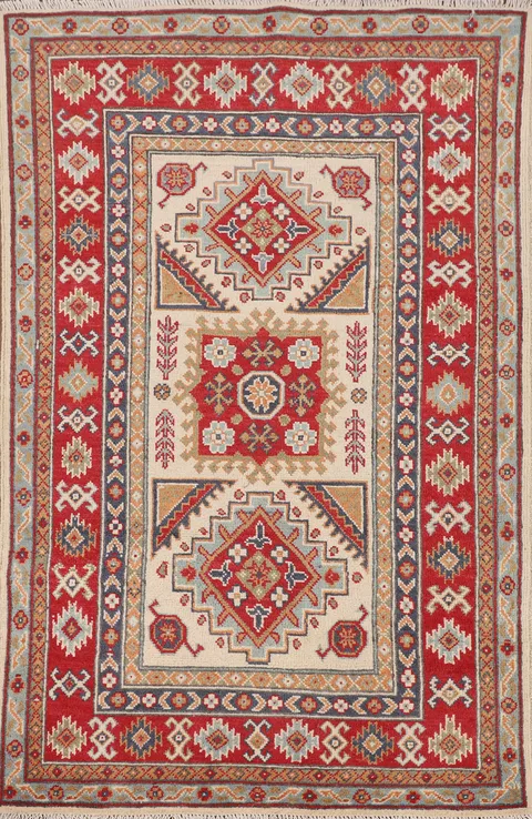 Handmade Wool Kazak Accent Rug 3x5