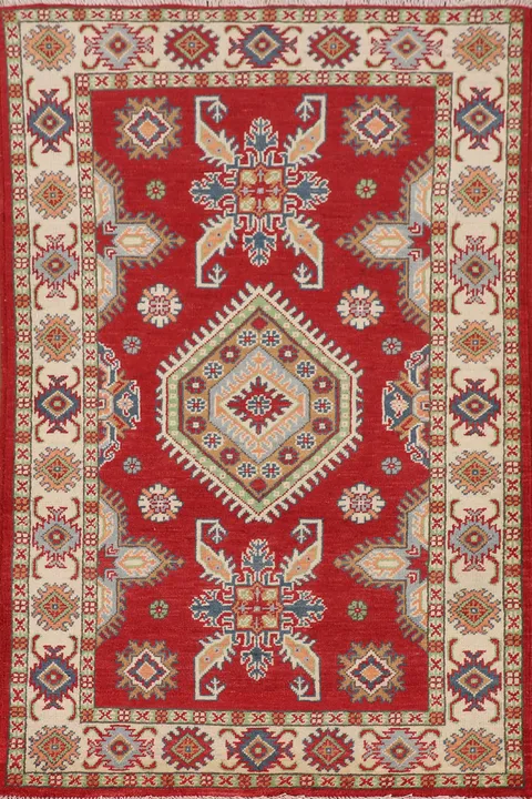 Geometric Red Kazak Oriental Accent Rug 3x5