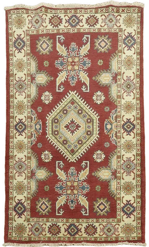 Geometric Red Kazak Oriental Accent Rug 3x5