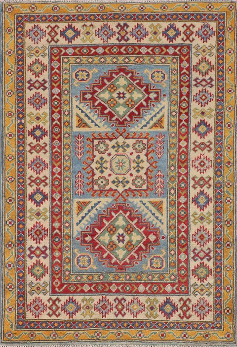 Geometric Kazak Handmade Wool Rug 3x5