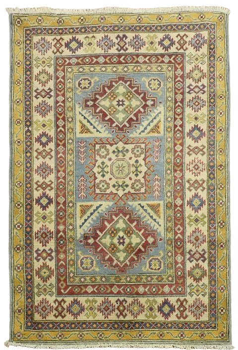 Geometric Kazak Handmade Wool Rug 3x5