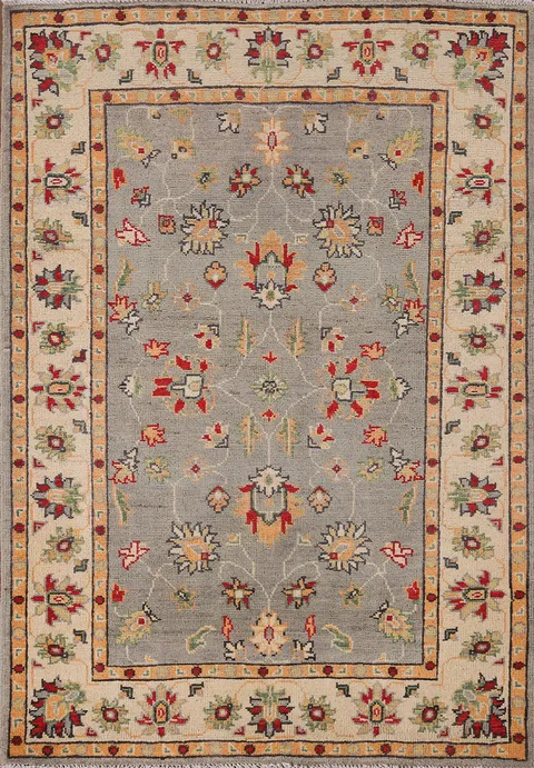 Handmade Floral Oushak Oriental Rug 4x5