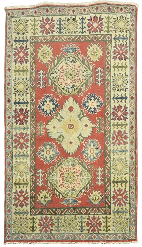 Geometric Kazak Handmade Accent Rug 3x5
