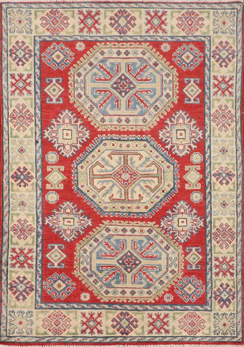 Geometric Kazak Oriental Foyer Rug 3x5